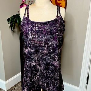 Gaiam Women's Cross Back Multicolored Tankini Top Size XL